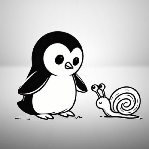 Penguin with a Snail