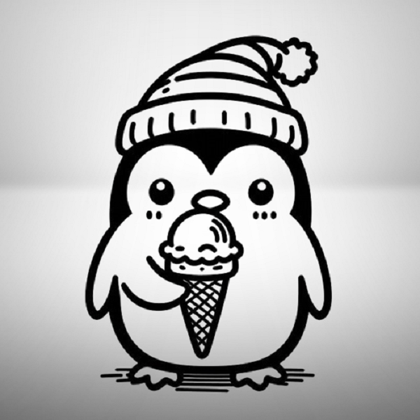 Penguin with an Ice Cream Cone