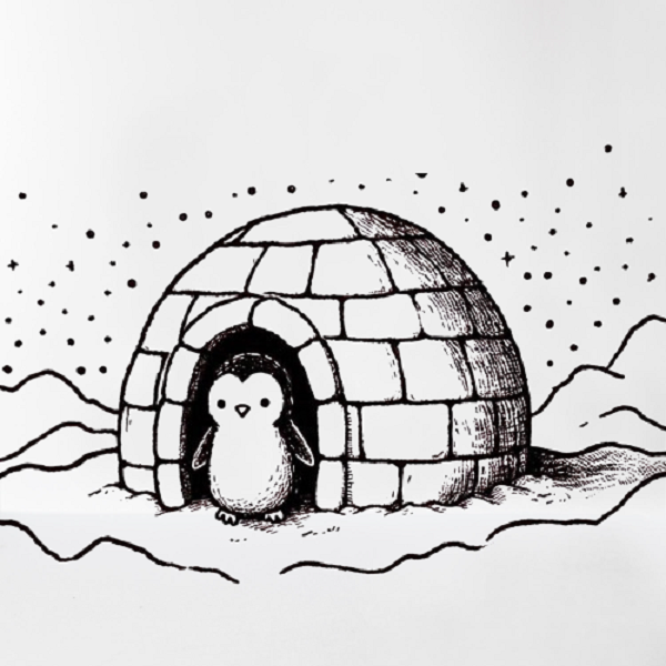 Penguin with an Igloo