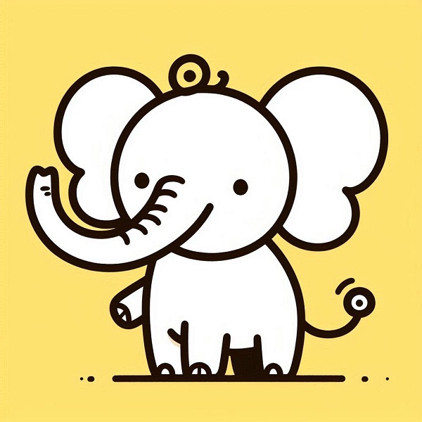 Simple Cartoon Elephant Drawing 