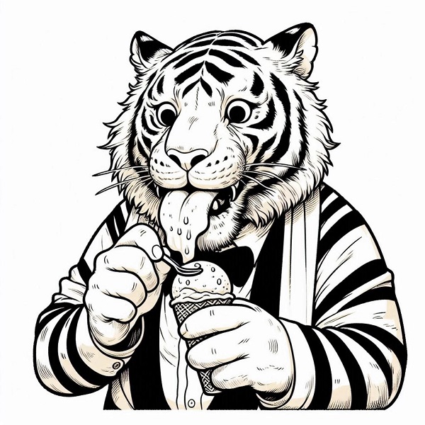 Tiger Eating Ice Cream