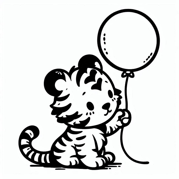 Tiger Holding a Balloon