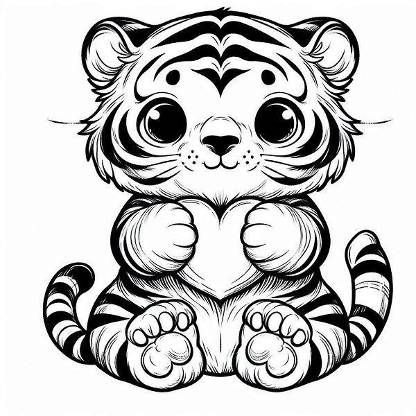 Tiger Holding a Heart