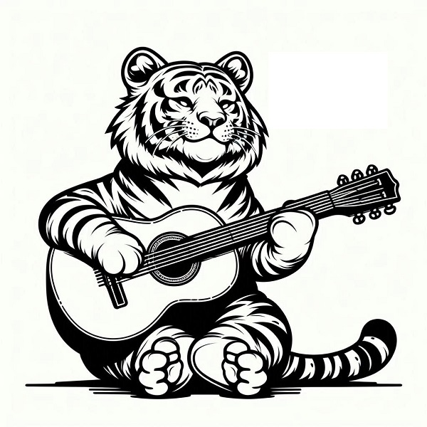 Tiger Playing a Guitar