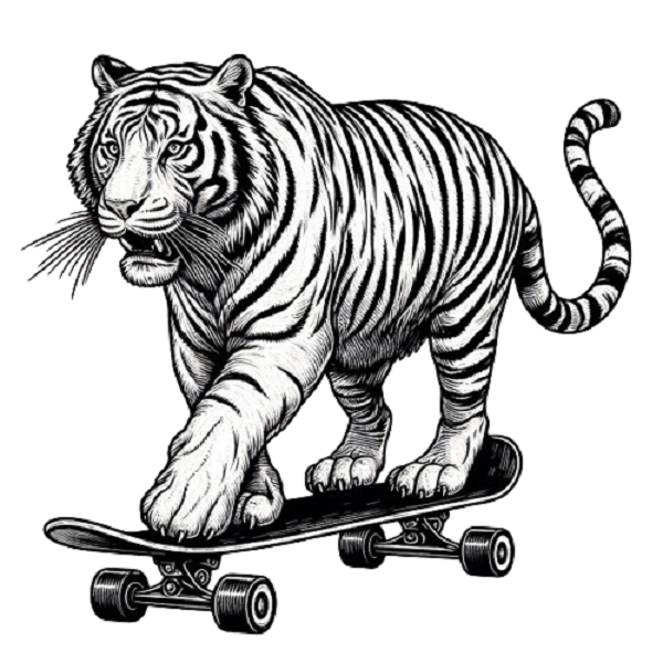 Tiger on a Skateboard