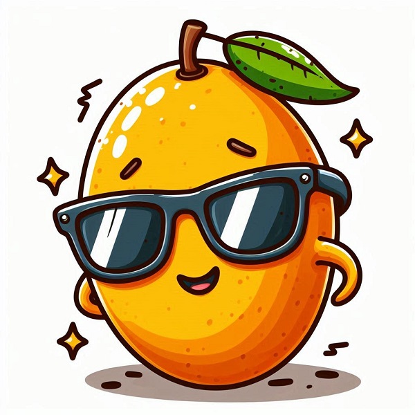 Cartoon Mango with Sunglasses