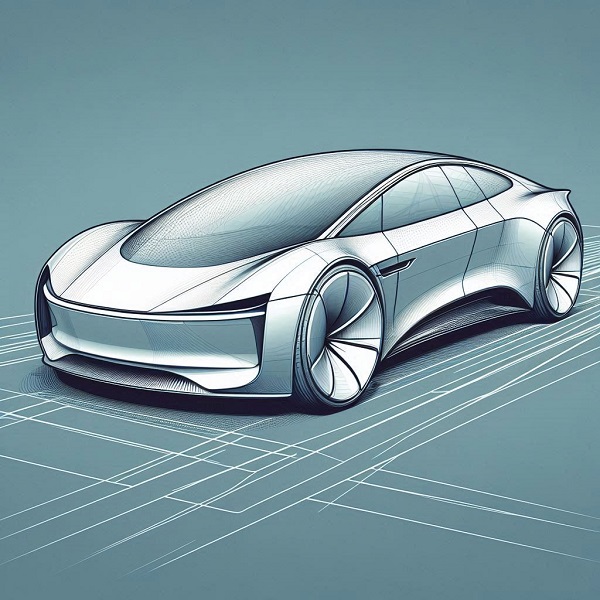 Futuristic electric car with smooth lines