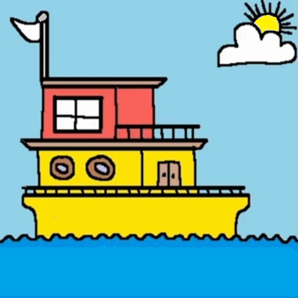 How to Draw A Houseboat For Kids