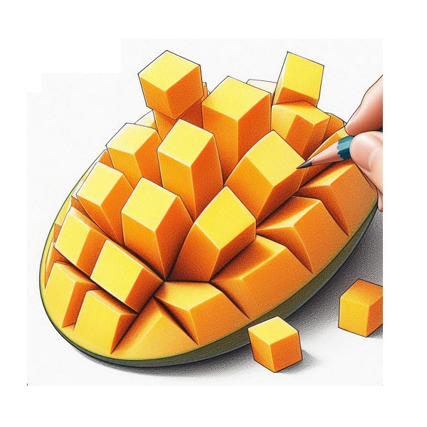 Sliced Mango with Cubes