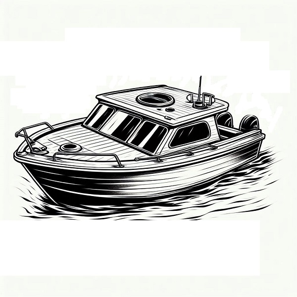 bass boat drawing