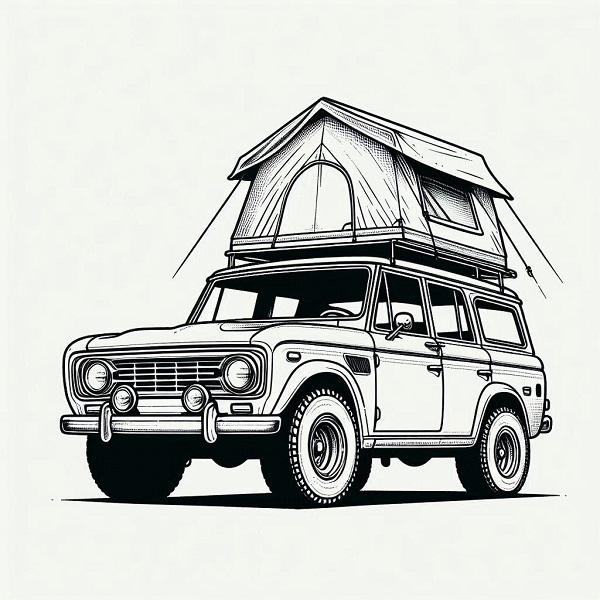 Car with a rooftop tent