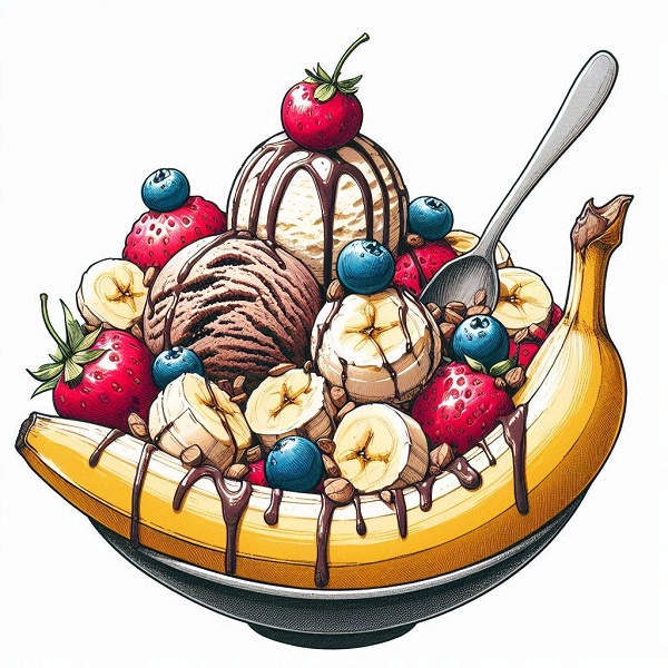 Banana Split with Ice Cream