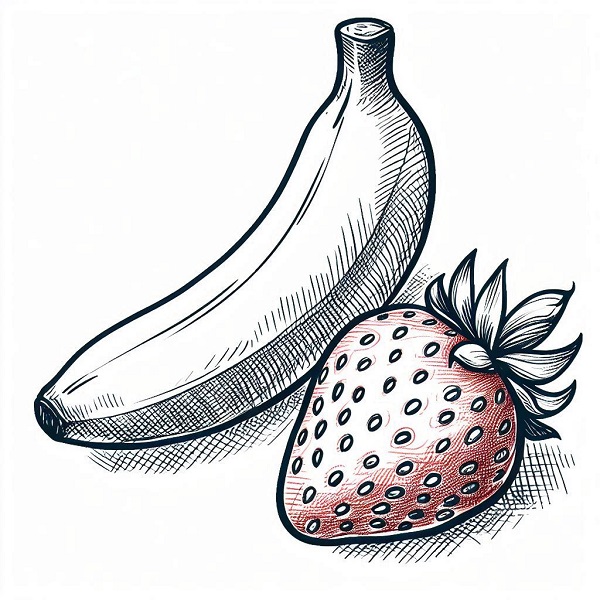 Banana and a Strawberry