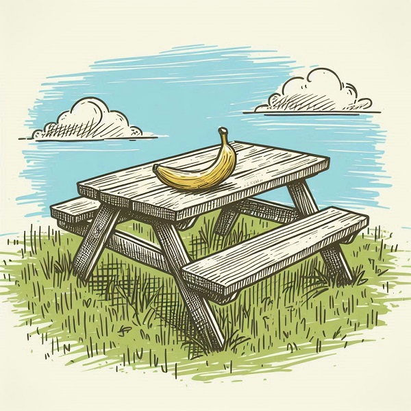 Banana on a Picnic Table