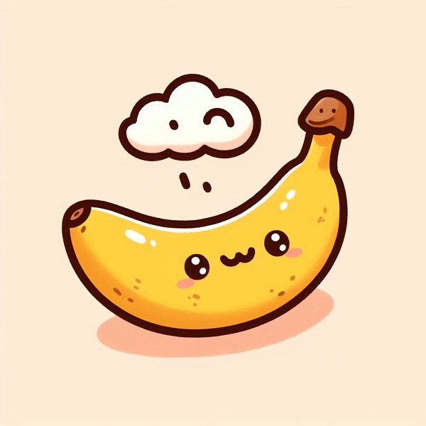 Banana with a Cartoon Cloud