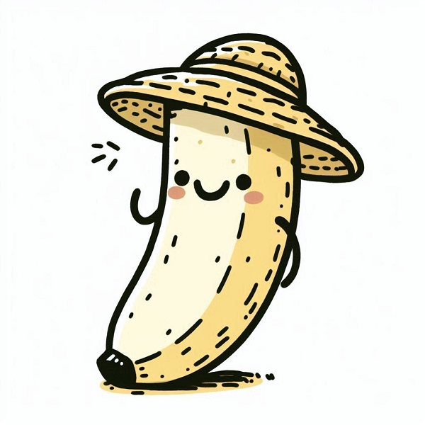 Banana with a Straw Hat