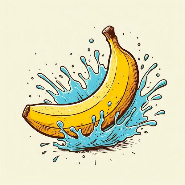 Banana with a Water Splash