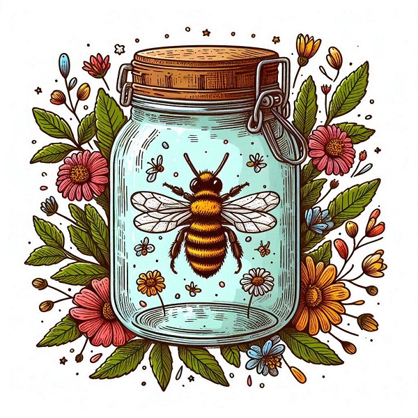 Bee inside a jar