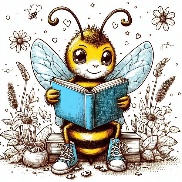 Bee reading a book