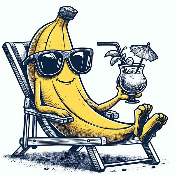 Cartoon Banana with Sunglasses