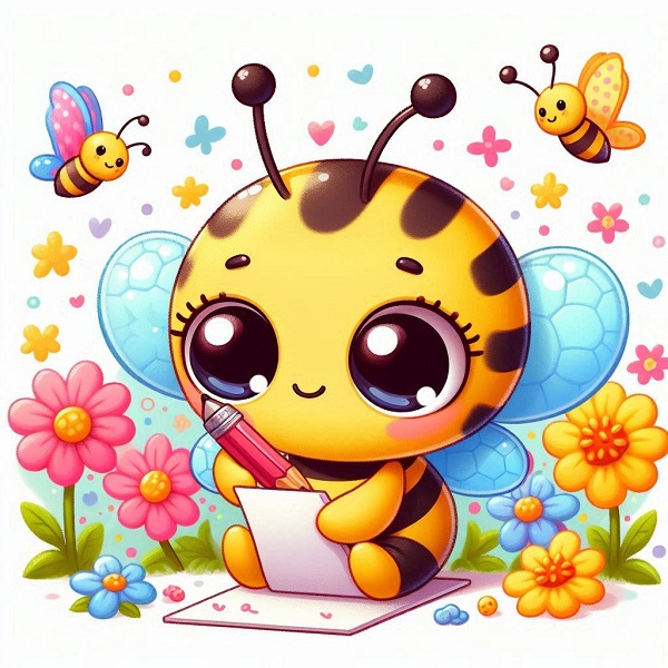 Cartoon bee with big eyes