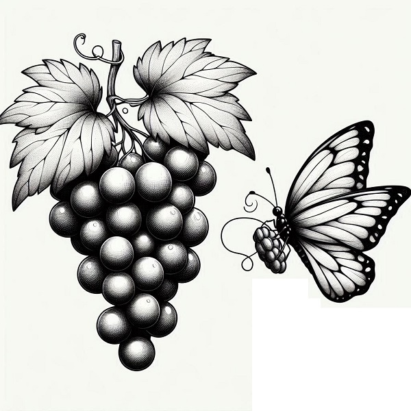 Grapes with a Butterfly