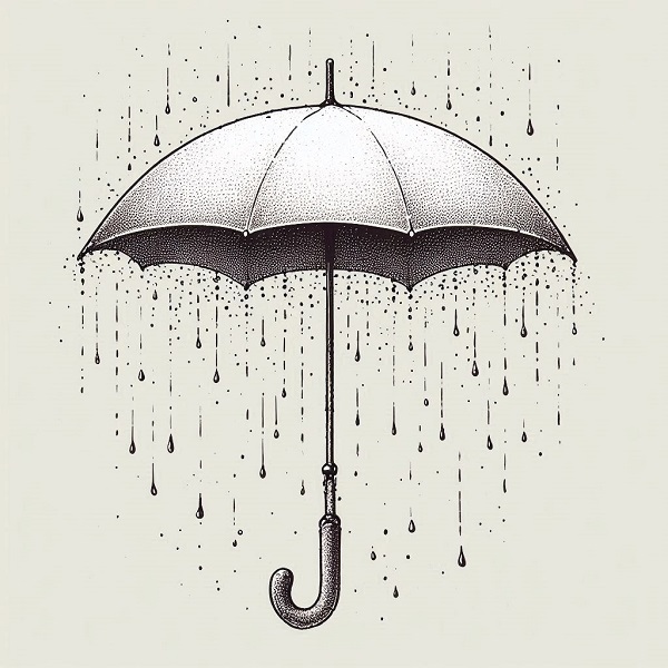 Open Umbrella with Raindrops