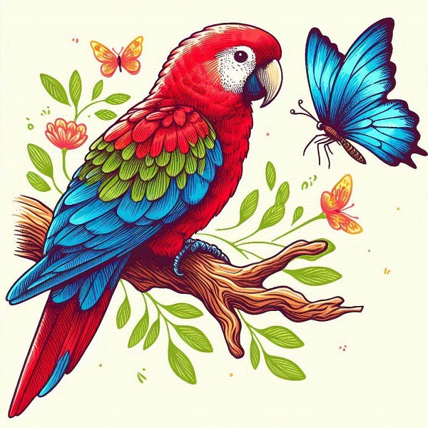 Parrot and a Butterfly