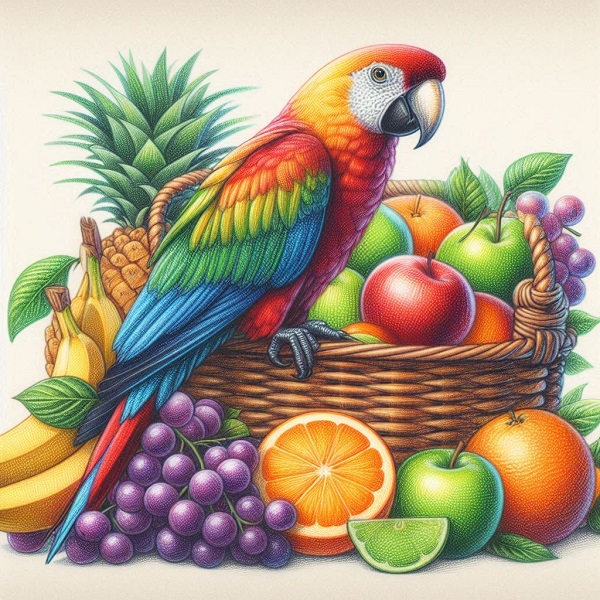 Parrot in a Fruit Basket