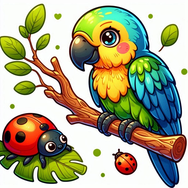 Parrot with a Ladybug