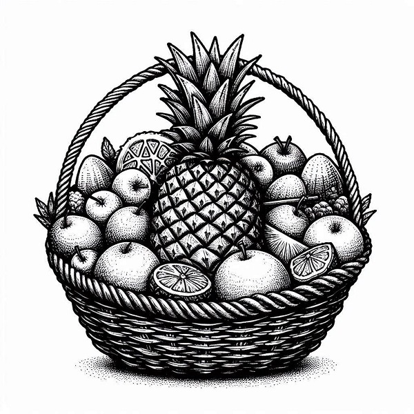 Pineapple in a Fruit Basket