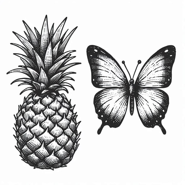 Pineapple with a Butterfly