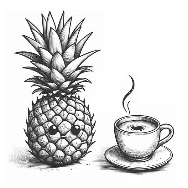 Pineapple with a Cup of Coffee