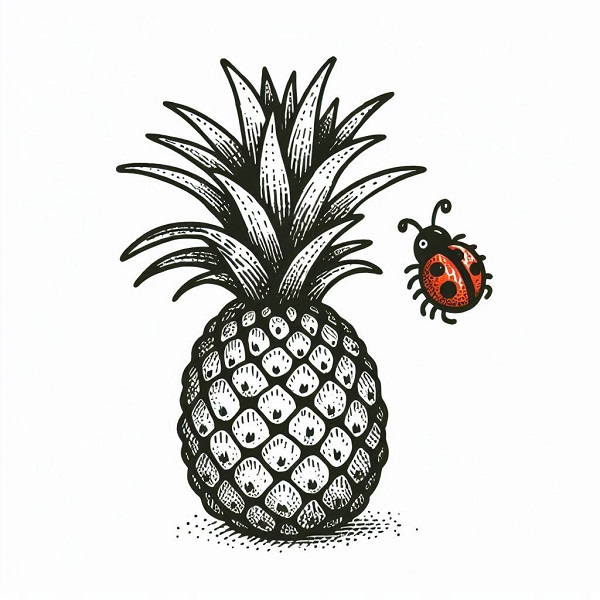 Pineapple with a Ladybug