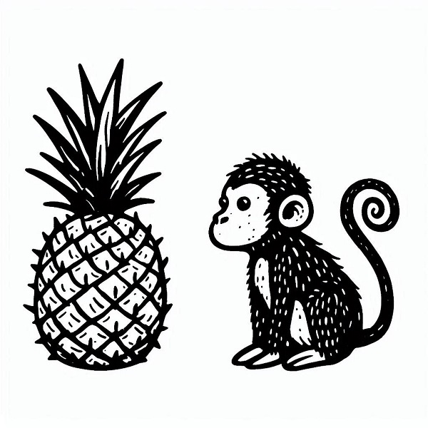 Pineapple with a Monkey