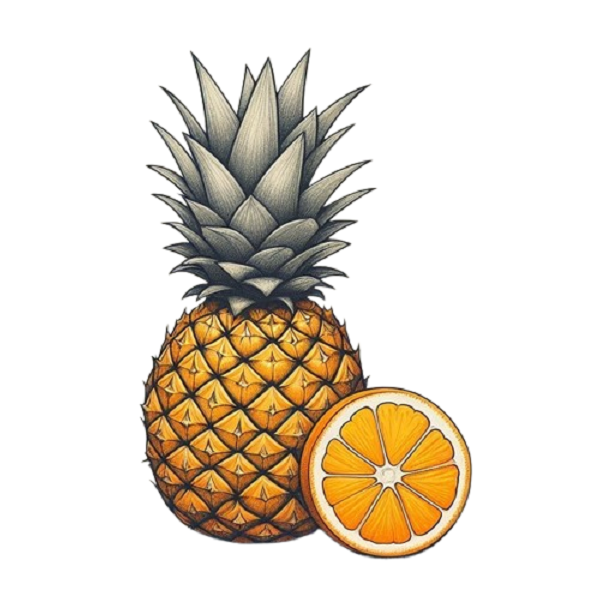 Pineapple with a Slice of Orange