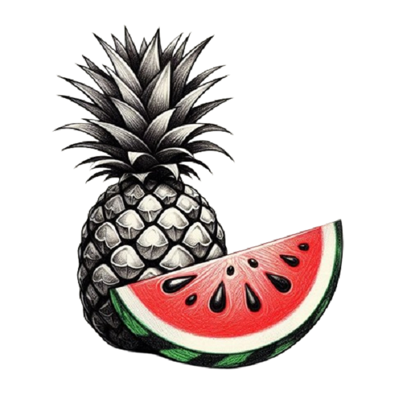 Pineapple with a Slice of Watermelon