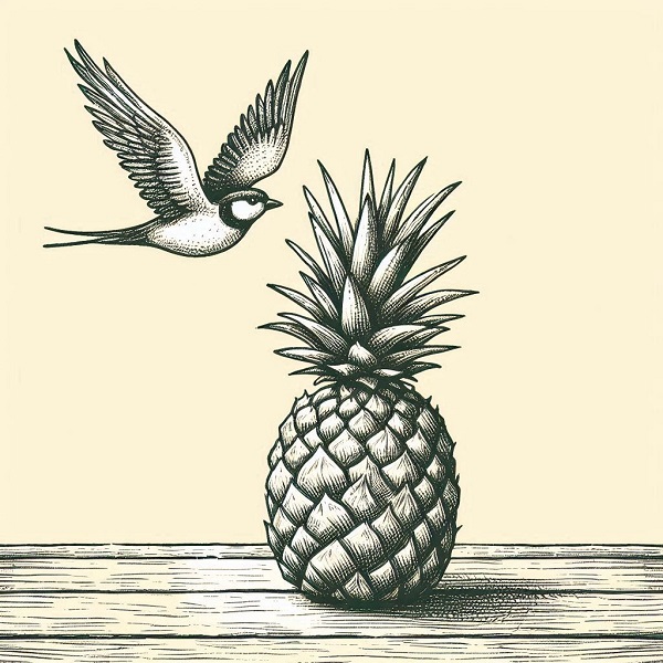 Pineapple with a Small Bird