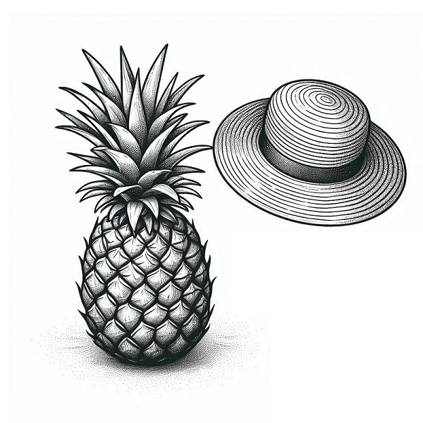 Pineapple with a Straw Hat