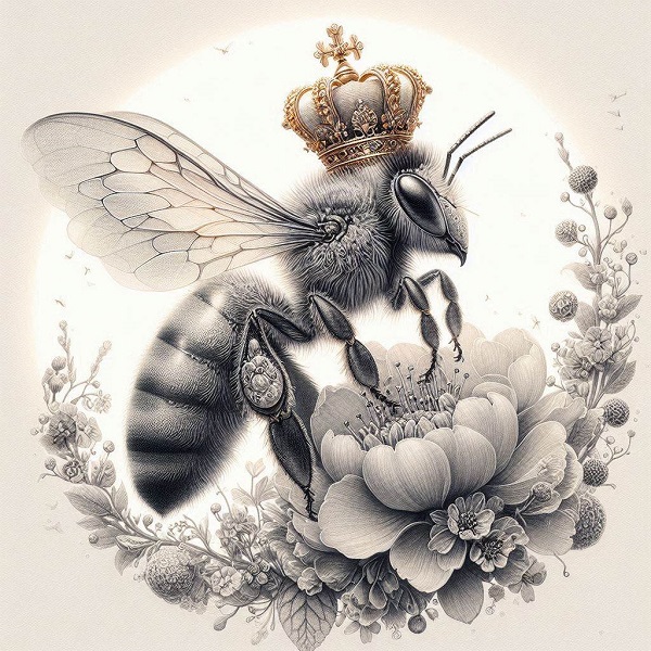 Queen bee with a crown