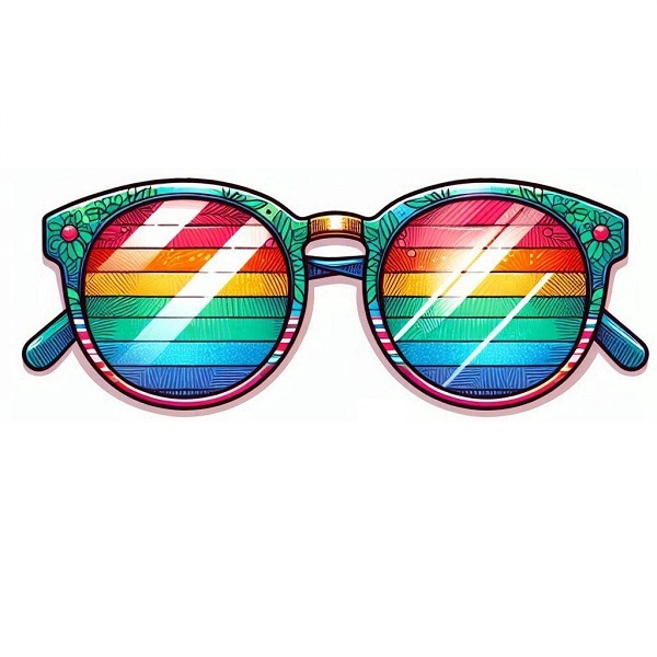 Sunglasses with Colorful Stripes on Frame drew