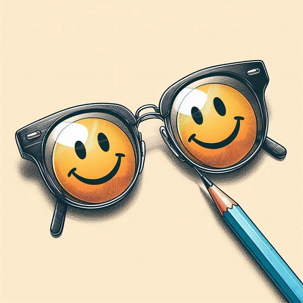 Sunglasses with a Smiley Face on Lens