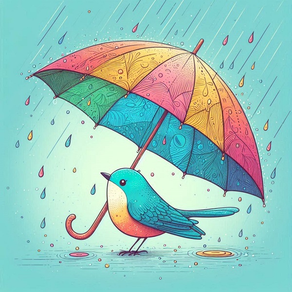 Umbrella with a Bird