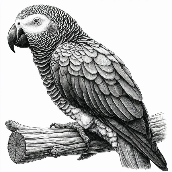 African grey parrot drawing