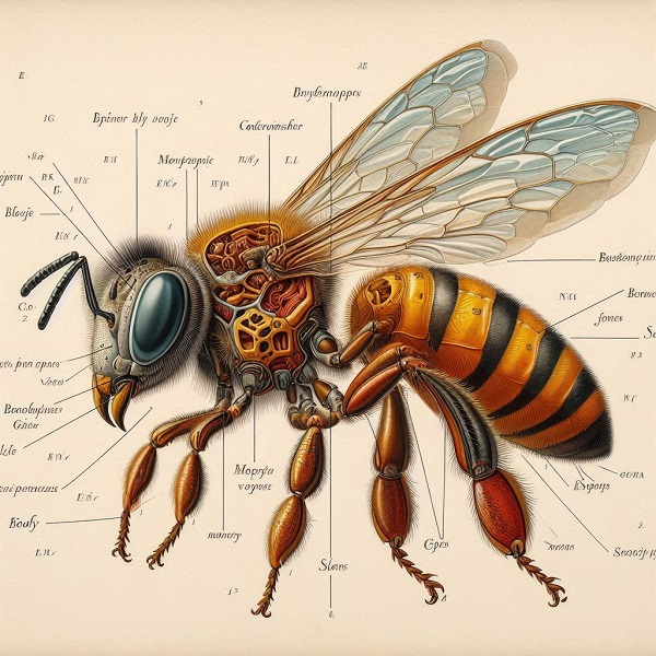 anatomical bee drawing