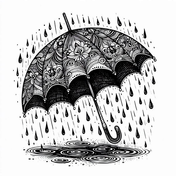 black and white umbrella drawing