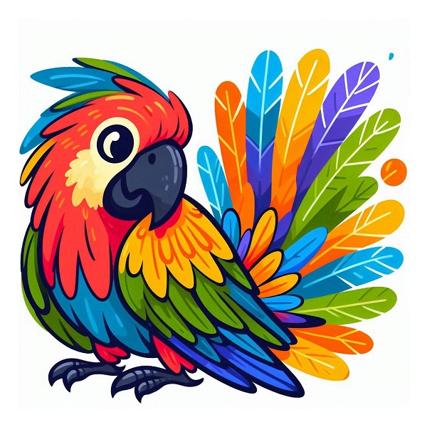 colored parrot drawing