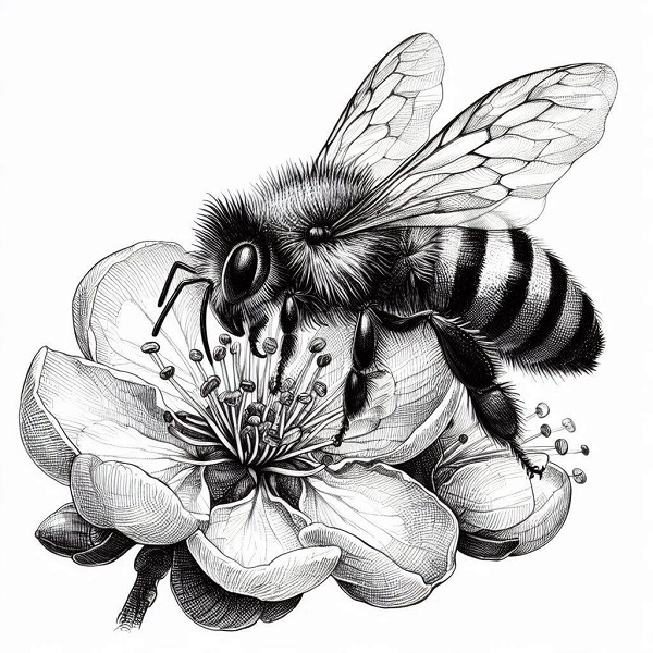 fine line bee drawing