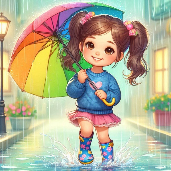 girl with umbrella drawing