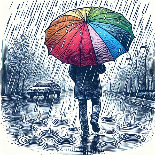 person holding an umbrella drawing